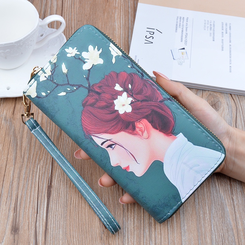Ví bóp nữ dài cầm tay đẹp phong cách Vintage Hàn Quốc nhiều ngăn đựng thẻ tiện lợi thời trang cao cấp giá rẻ ABICA VD001