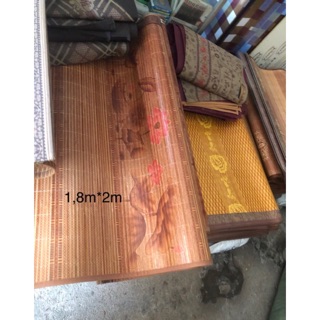 Chiếu trúc vân gỗ nằm 2 mặt loại dày gập đôi 1,5*1,95 mi