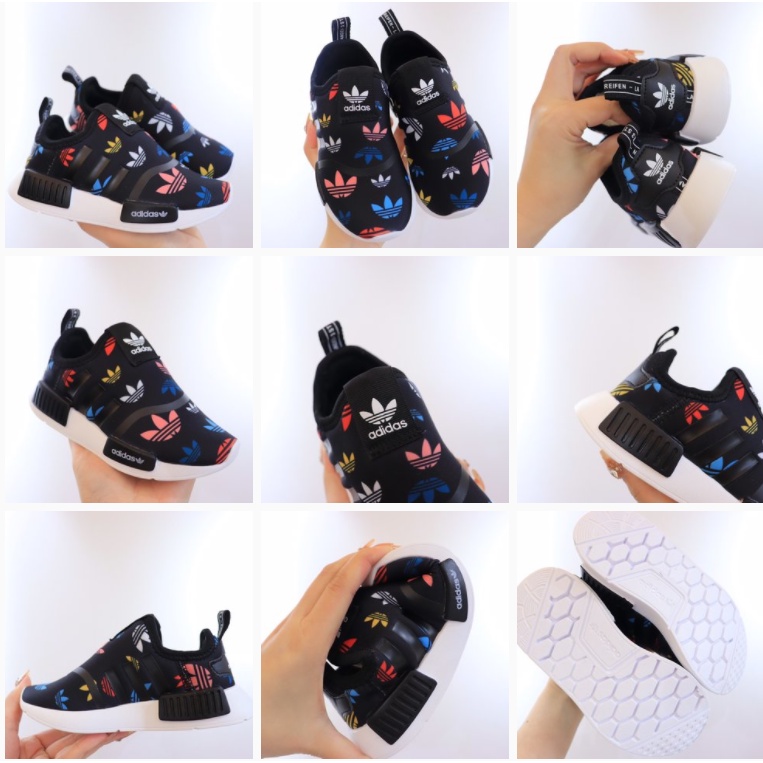 Giày Thể Thao Chống Trượt Màu Trắng Nmd Thời Trang Cho Bé