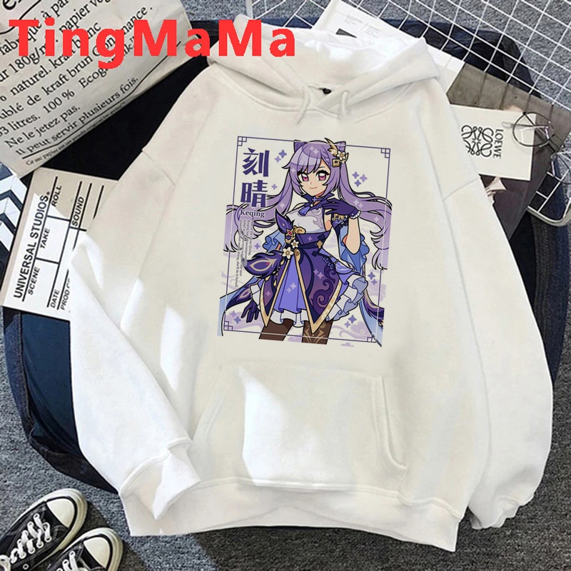 Áo hoodie in họa tiết hoạt hình Genshin Impact Hu Tao Ke Qing 2021 cho nam