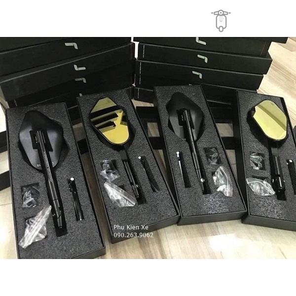 Kính Rizomaa Elisse CNC Nguyên Khối FullBox Loại Cao Cấp Xoay 360o Gắn Vespa Honda Yamaha