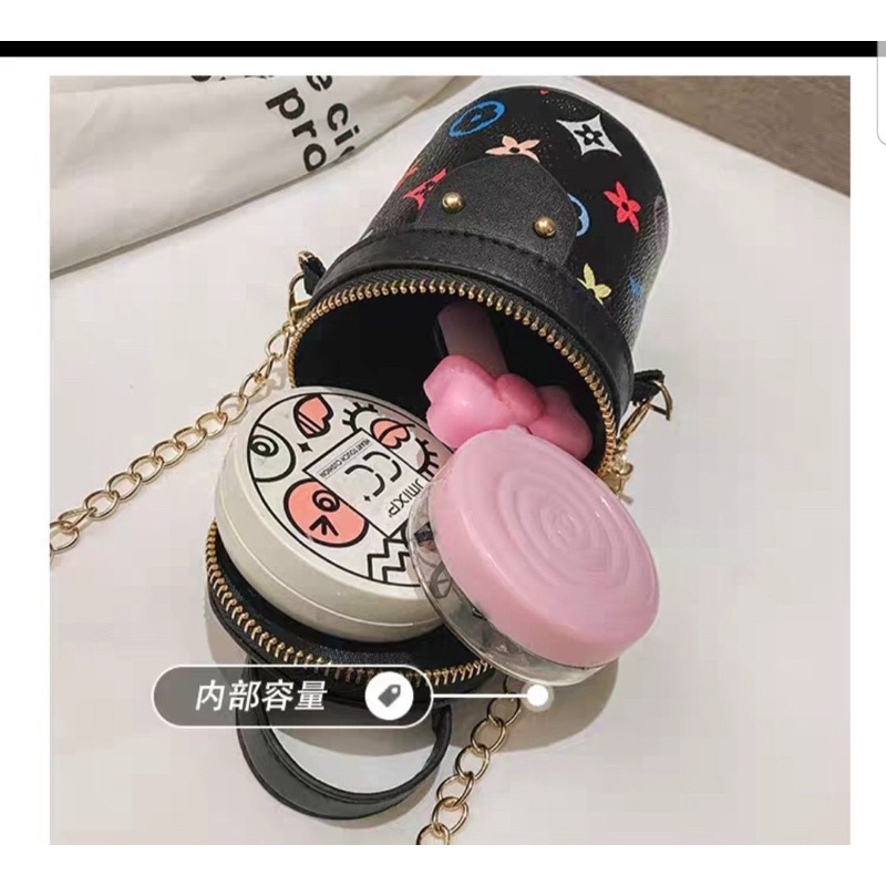 Túi Xách Cặp Lồng, Túi Đeo Chéo Mini Hình Trụ Cho Bé Siêu Sang