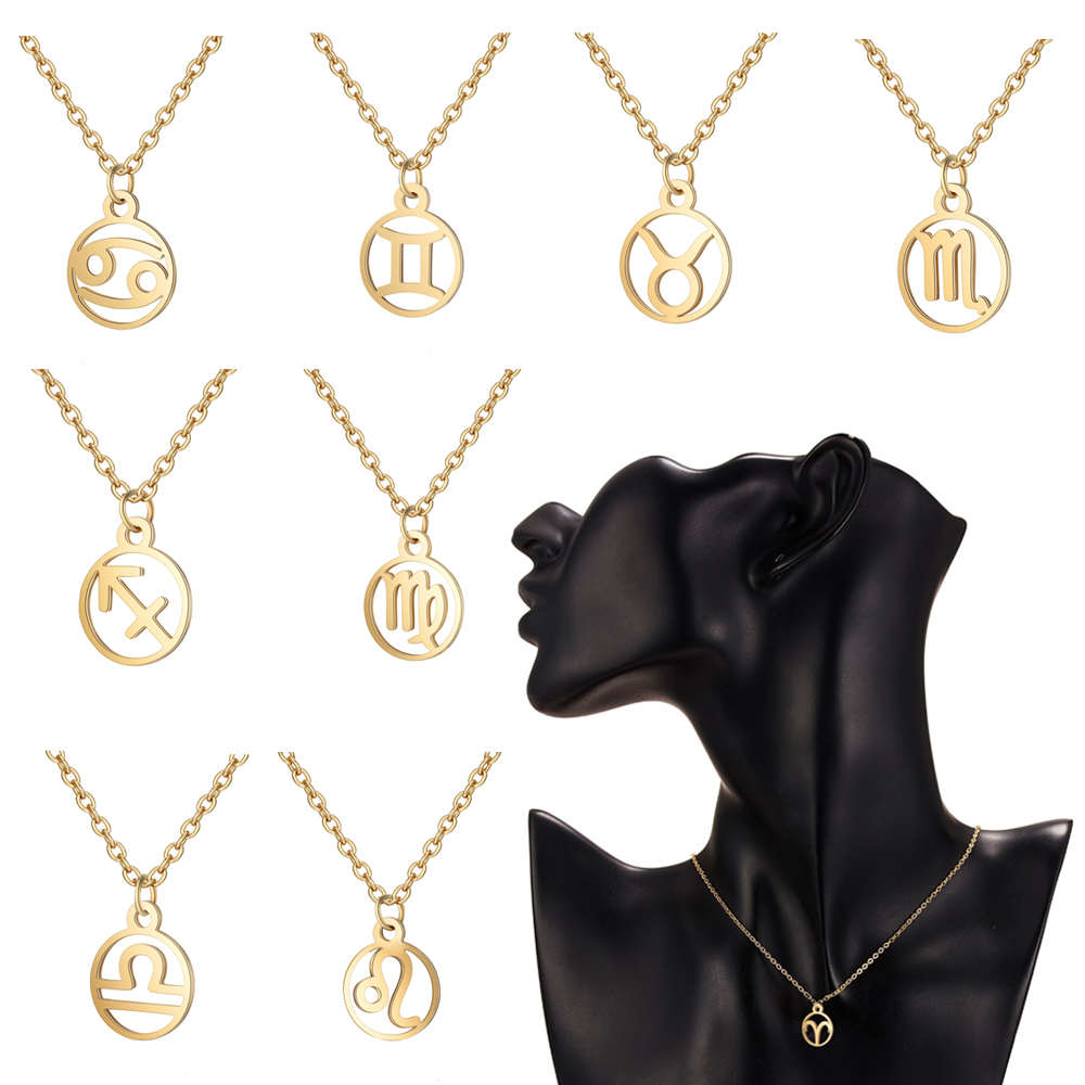 Vòng cổ mặt 12 chòm sao bằng thép không gỉ tinh tế sang trọng