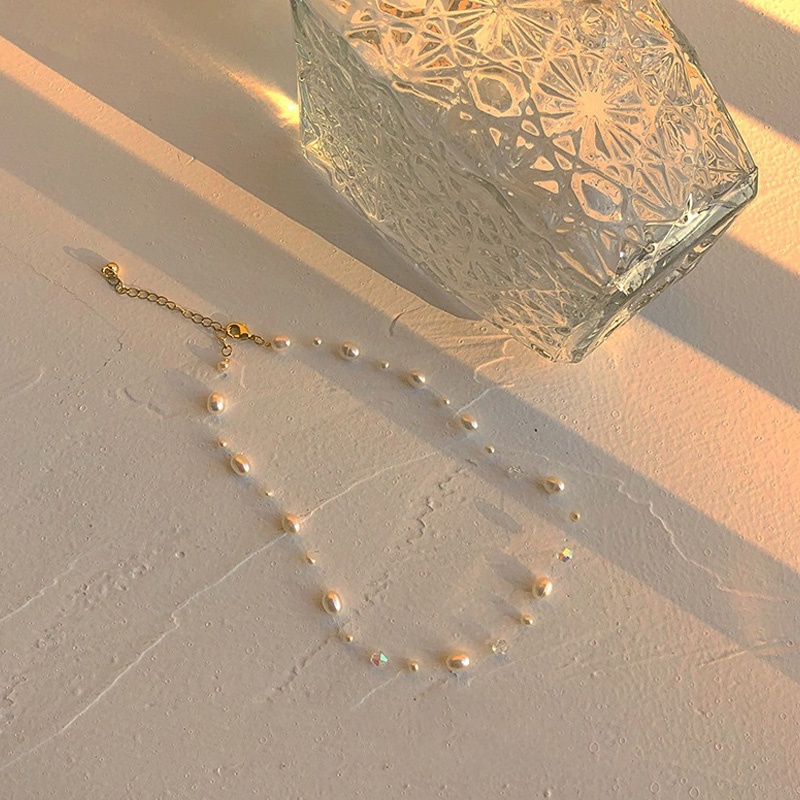 Vòng Cổ Choker Đính Hạt Ngọc Trai Nước Ngọt Tự Nhiên Cho Nữ