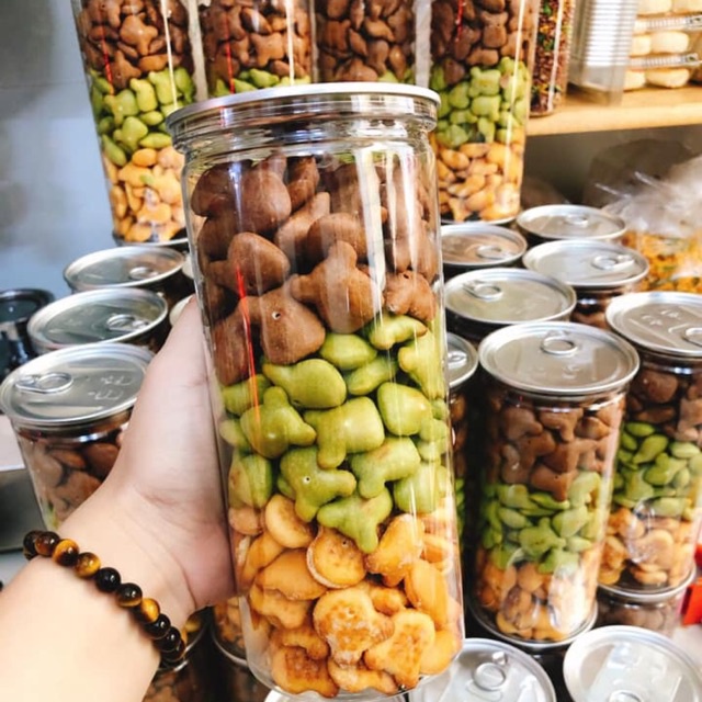 Bánh Nhân Kem 3 Vị, bánh gấu mix 3 vị đóng lon