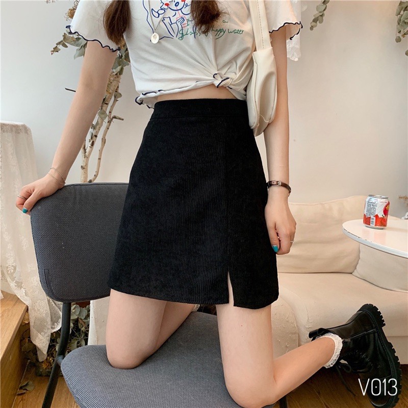 Chân váy nhung tăm