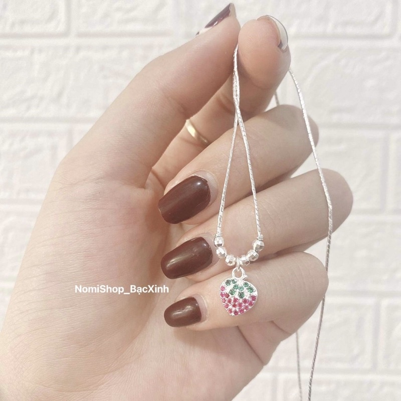 Dây chuyền bạc mặt dâu tây cho bé gái, ngọt ngào xinh xắn Mainomi Shop Bạc Xinh