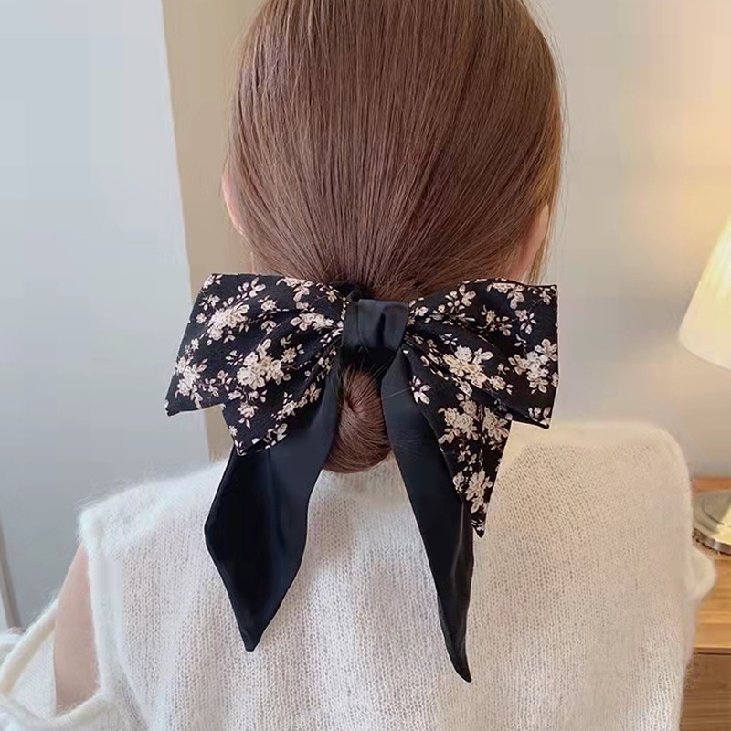 Dây Buộc Tóc Cao Su Co Giãn Phối Ruy Băng Họa Tiết Hoa Kiểu Pháp 2022 Mới