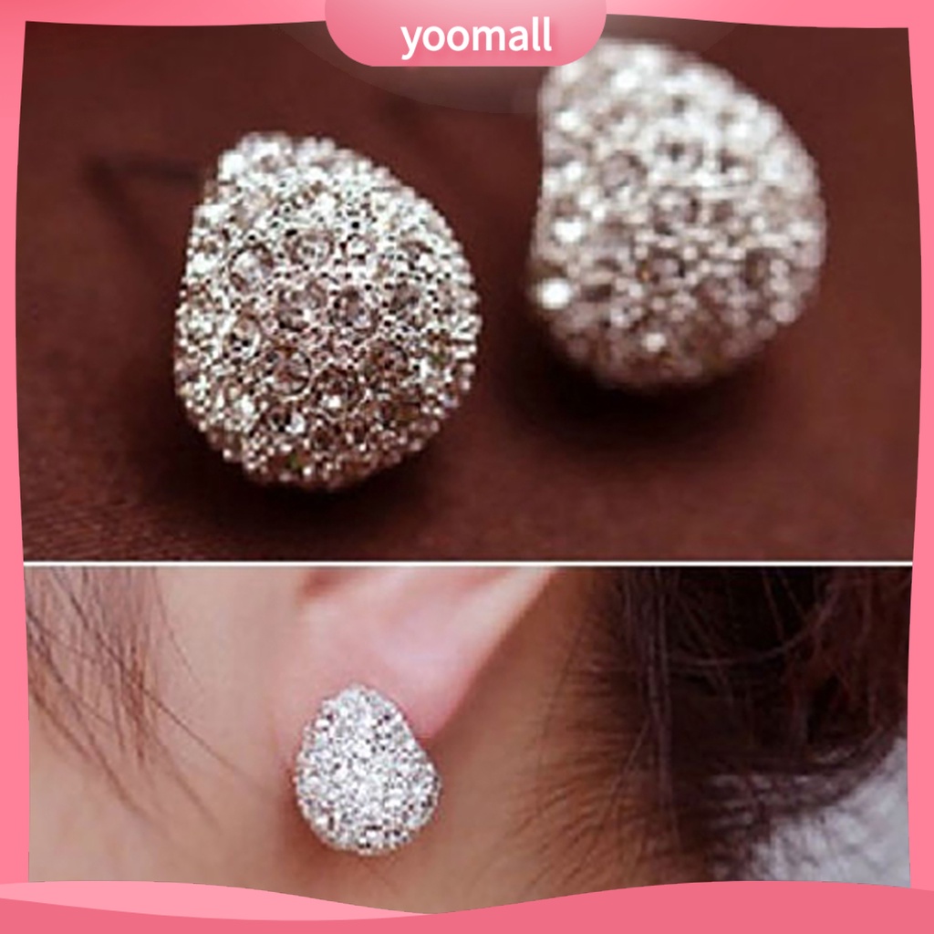 Khuyên tai hình mặt trăng đính đá phong cách Hàn Quốc thanh lịch dành cho nữ