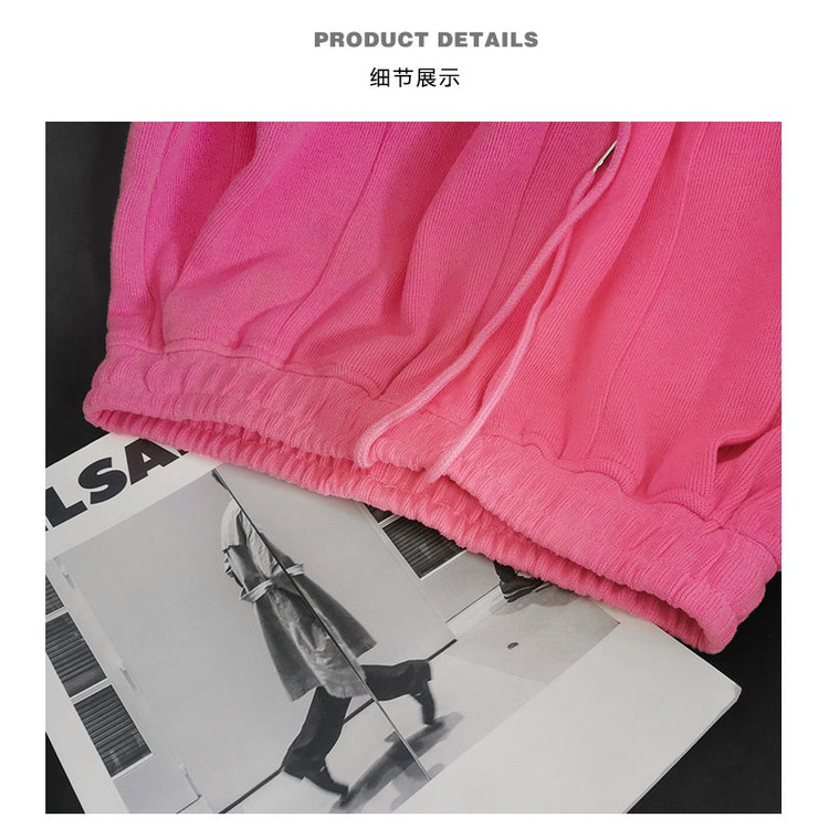 Bán Chạy!F &amp; X Quần Short Thể Thao Dáng Rộng Lưng Vừa Xếp Ly Màu Đỏ Hồng Phong Cách Đường Phố Mùa Xuân Hè Cá Tính