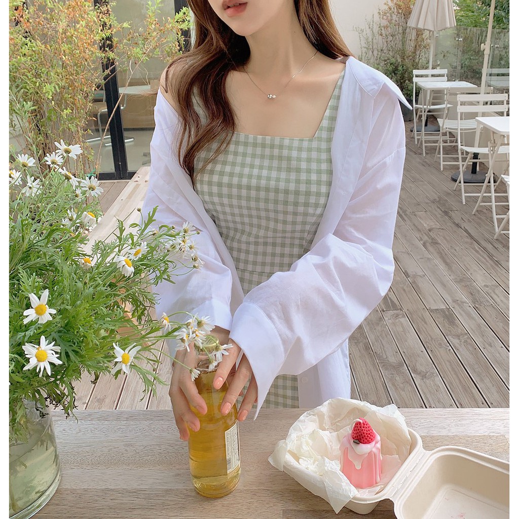 Áo sơ mi peppermint 44747 thiết kế cơ bản tay dài cổ polo phong cách Hàn Quốc dành cho nữ