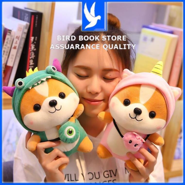 Gối ôm mini chó shiba bông - Gấu bông cho bé chó bông shiba cosplay vải dãn 4 chiều cao cấp Bird book Bird book