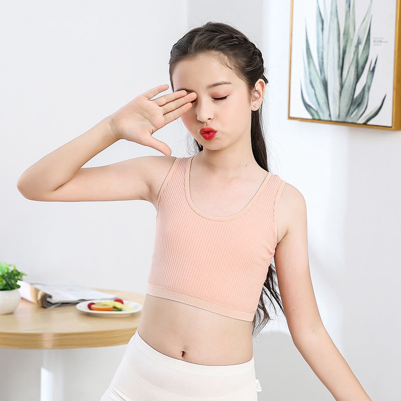 Áo Ngực Thể Thao Chất Liệu Cotton Thân Thiện Với Da Cho Bé Gái 6-12 Tuổi