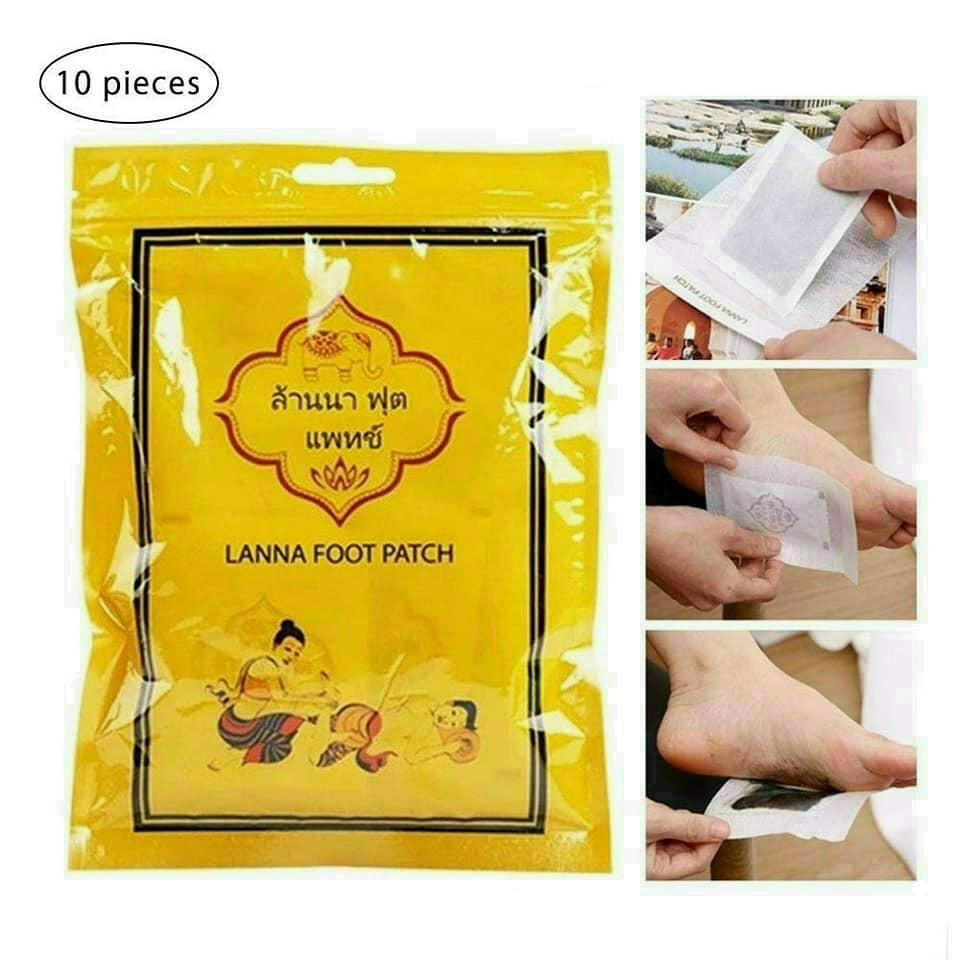 (HÀNG CHÍNH HÃNG) Gói 10 miếng dán thải độc chân Lanna Foot Patch Thái Lan-lẻ 5 miếng dùng thử