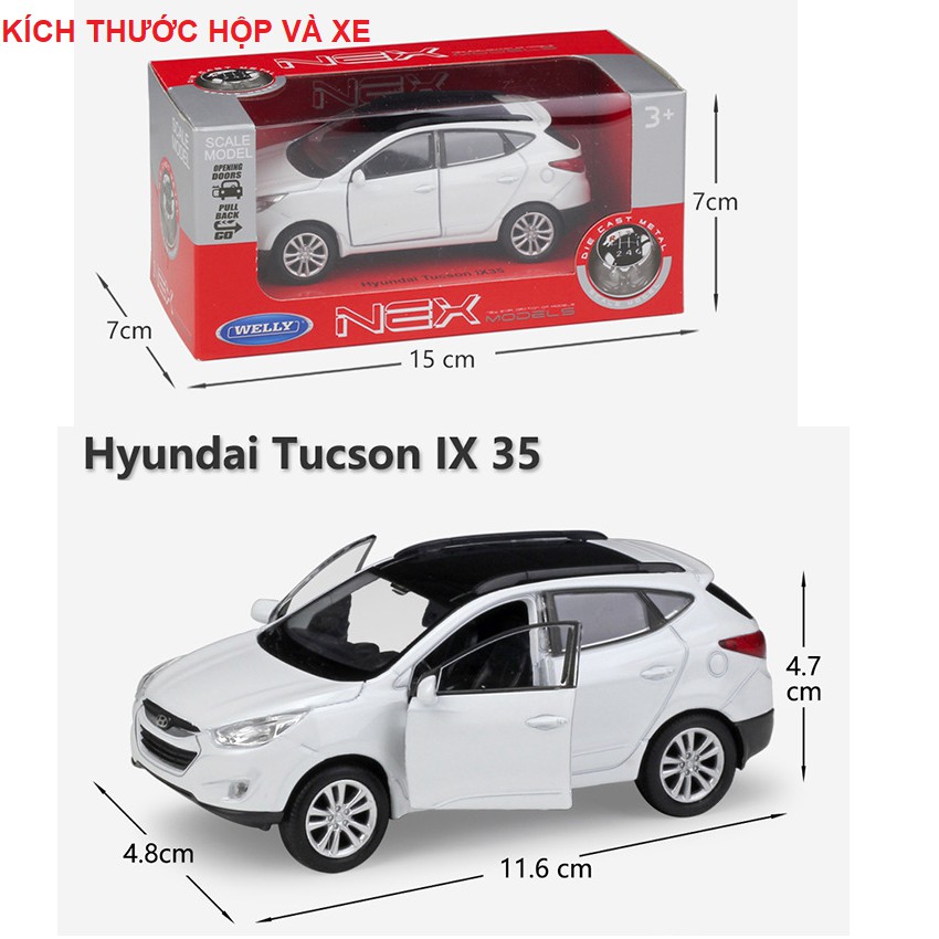 Xe mô hình ô tô Huyndai Tucson tỉ lệ 1:36 xe bằng kim loại mở 2 cửa trước