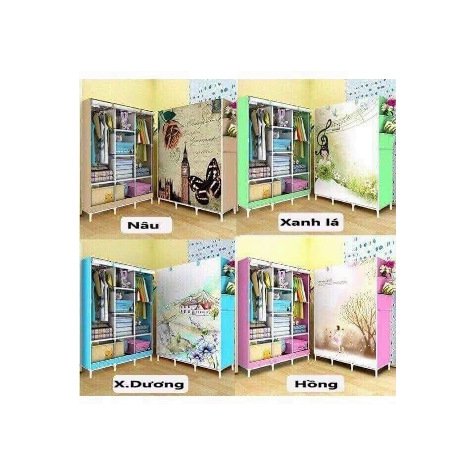 Tủ Vải 3D 1 Buồng 2 Buồng 3 Buồng Ngăn treo quần áo tiện dụng