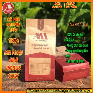 - cà phê mix 3 robusta + arabica + culi bột rang xay nguyên chất ê đê -amicafe
