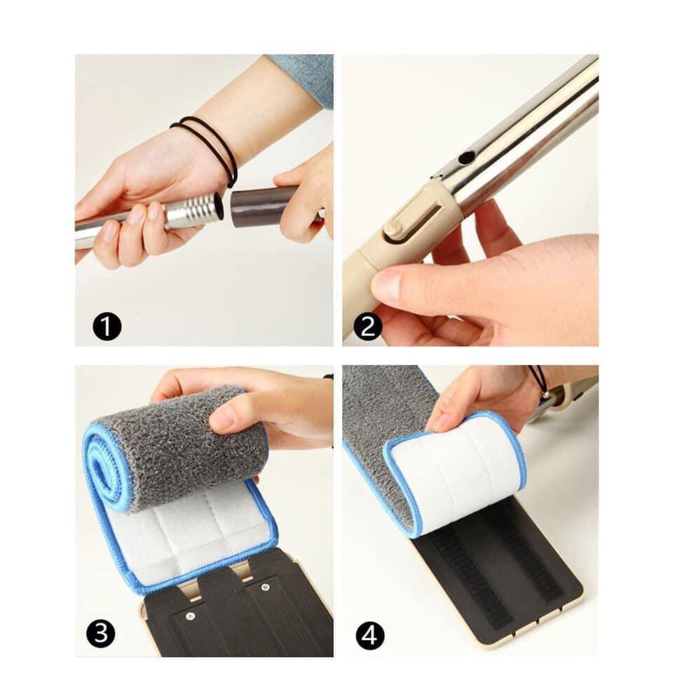 Cây Chổi Lau Nhà Tự Vắt XOAY 360 ĐỘ Thông Minh Spin Mod - KÈM 2 BÔNG LAU DỰ PHÒNG