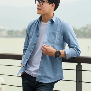 Ảnh Thật Sơ Mi Nam chất liệu Jean Denim, Túi Ngực, Tay dài, Dáng xuông, Hàng cao cấp,thích hợp mọi thời tiết.