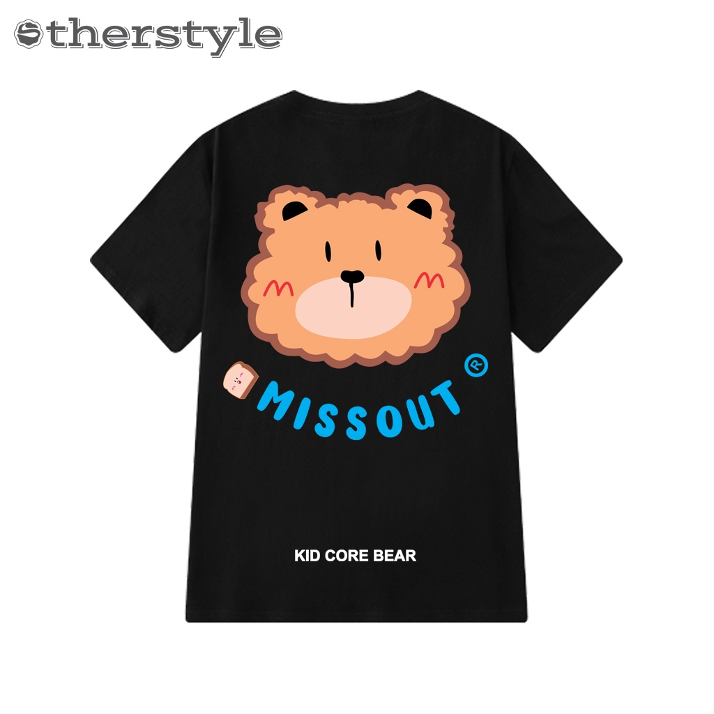 Áo thun unisex tay lỡ form rộng missout kidcore bear, áo phông phom rộng cổ tròn chất cotton mềm mịn giá rẻ