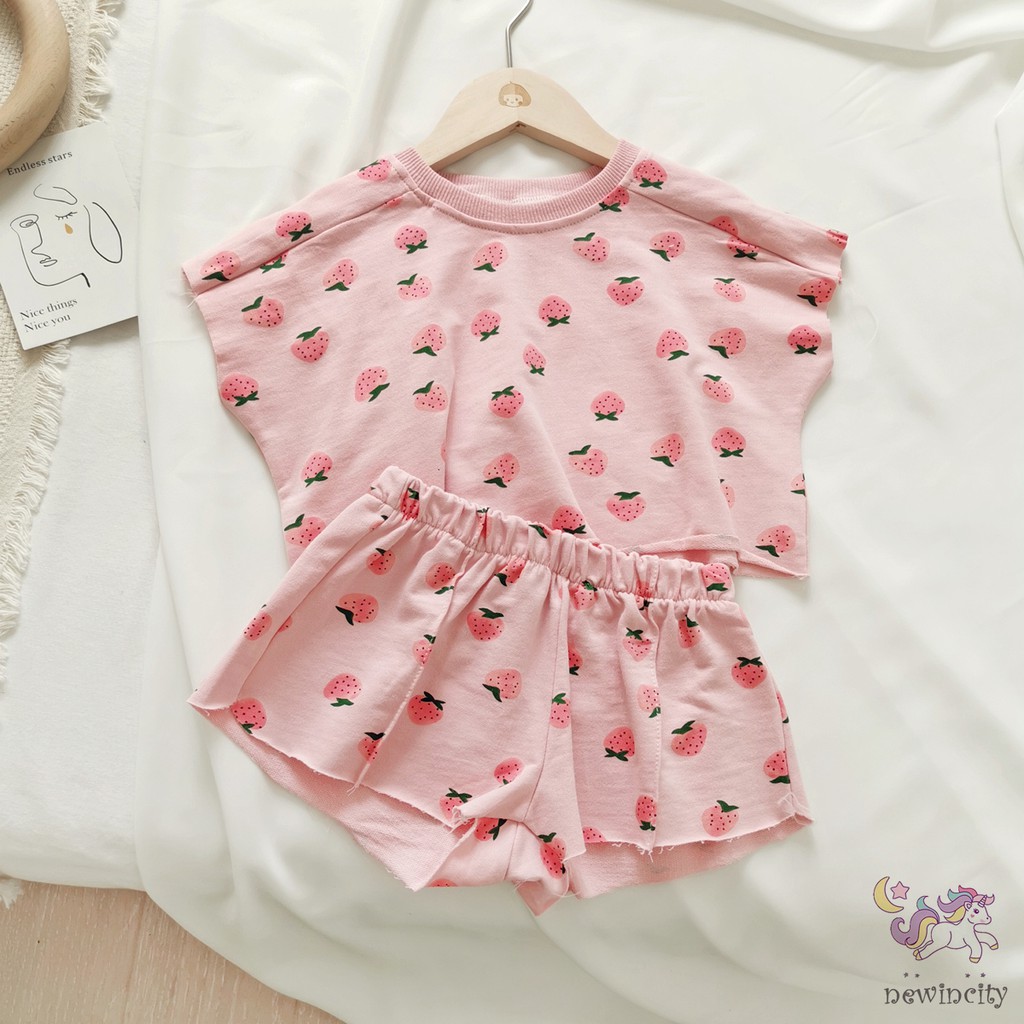 Set Áo Thun Tay Ngắn &amp; Quần Ngắn Cho Bé Gái