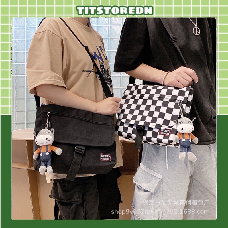 Túi đeo chéo cho nam 1 nịt ulzzang cá tính không kèm móc khoá(có sẵn +hình thật)