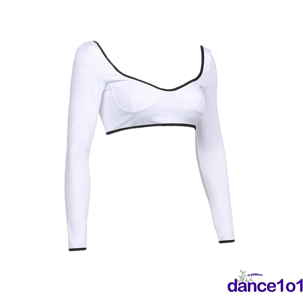 Áo tay dài cổ chữ V màu sắc tương phản thời trang mùa hè cho nữ