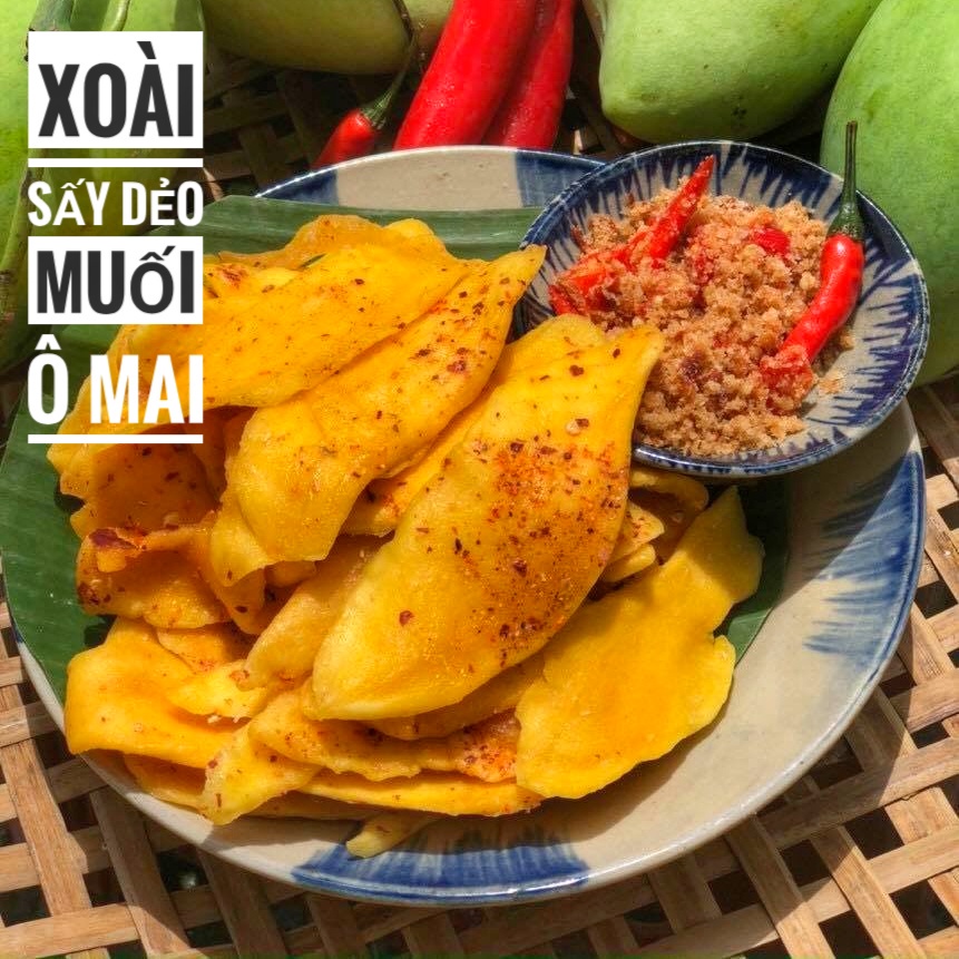 Xoài Sấy Muối Ô Mai Lon 500Gram &amp; Lon 300Gram - Xoài Sấy Muối Ớt - Xoài Sấy Cay