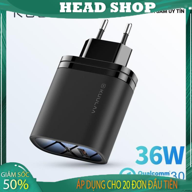 Cốc Sạc Nhanh 2 Cổng USB - Type C QC3.0 KuuLaa 36W dành cho Xiaomi Iphone Huawei OPPO HEAD SHOP
