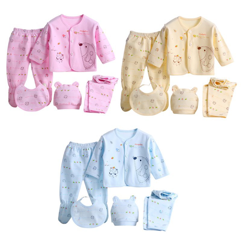 Bộ trang phục 5 món chất liệu cotton thoải mái cho bé sơ sinh