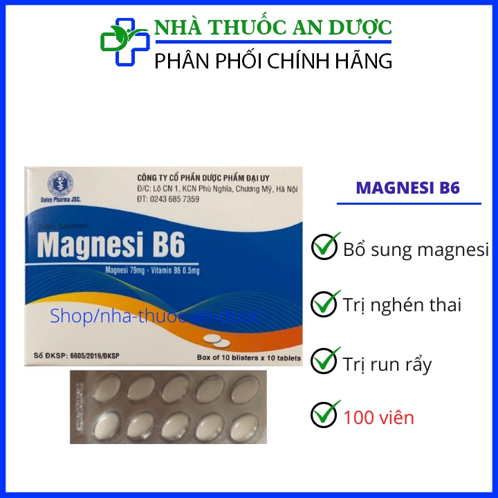 Viên uống tổng hợp Magnasi B6 của Dược Đại Uy giảm tê mỏi chân tay, tim đập nhanh, lo âu hồi hộp , hộp 100 viên