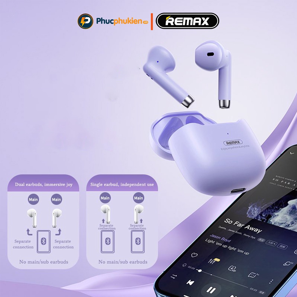 Remax tws 19 - Tai nghe bluetooth không dây chính hãng Remax có mic thoại cảm ứng đổi tên Pin 5h - Phúc Phụ Kiện