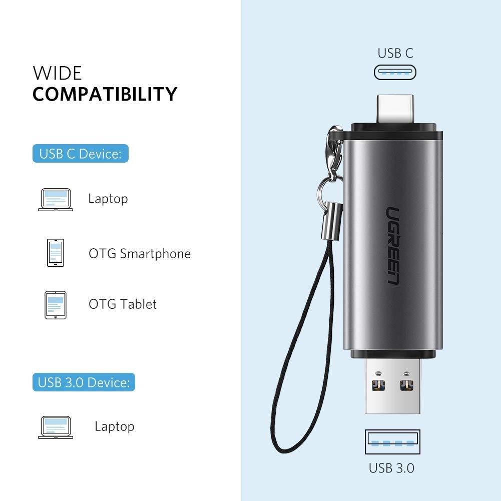 Đầu đọc thẻ nhớ SD/TF chuẩn USB Type C và USB 3.0 Ugreen 50706