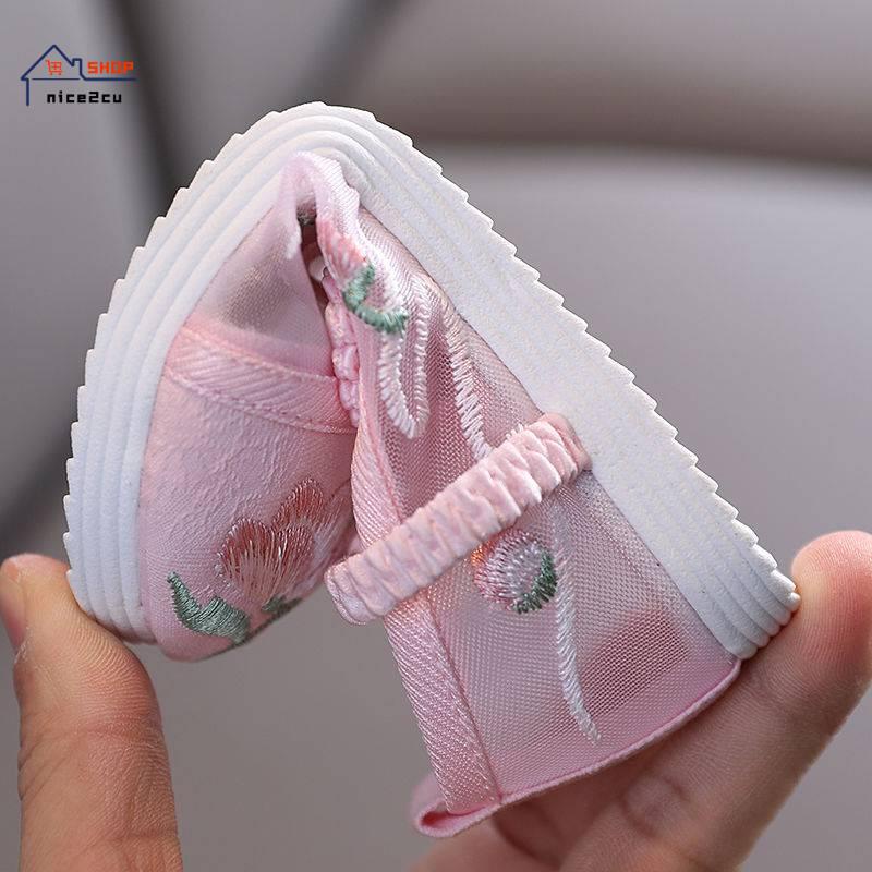 Giày Công Chúa Thêu Họa Tiết Phong Cách Bắc Kinh Cổ Điển Thời Trang Cho Bé Gái