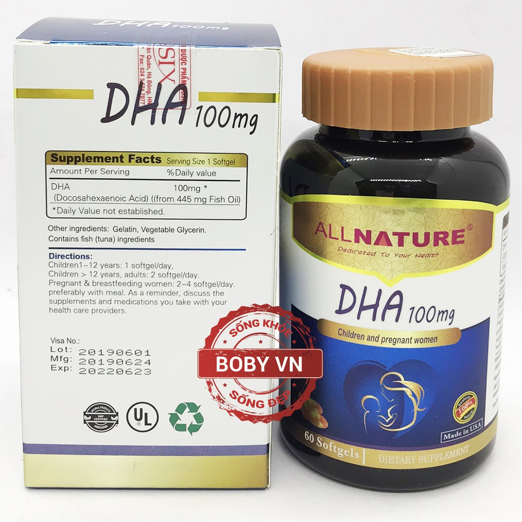 DHA 100mg - Bổ sung DHA cho trẻ em, người lớn, phụ nữ dự định mang bầu, có thai và cho con bú; tốt cho mắt