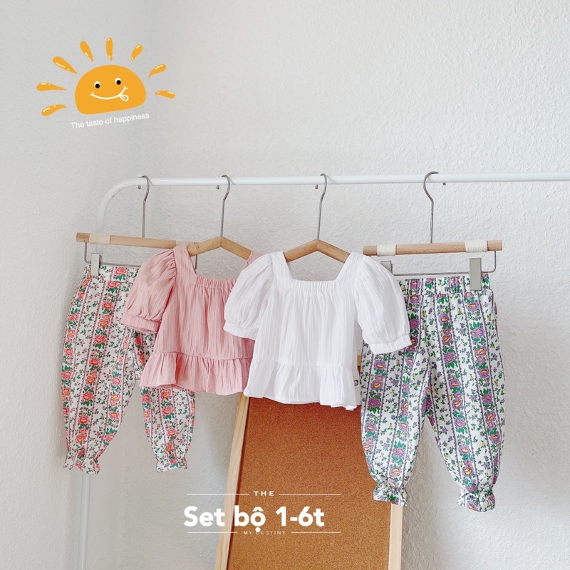 Bộ Đồ Bé Gái Dáng BabyDoll, Bộ Quần Áo Bé Gái Vải Thô mềm mát Size 80-120