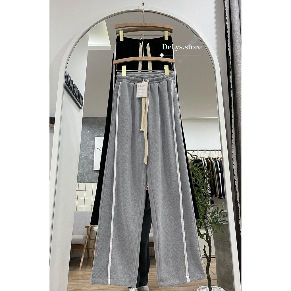 Quần nỉ ống suông tăm to viền gân Delys