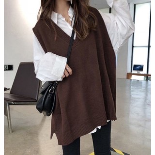Áo gile len mỏng dáng dài Hàn Quốc
