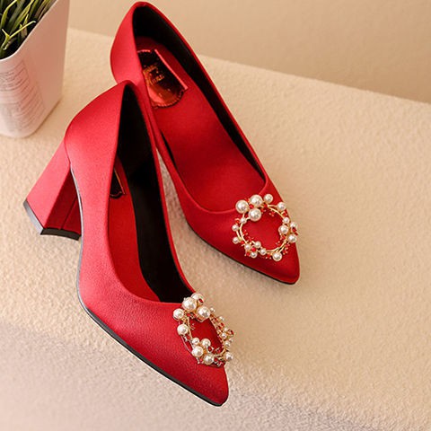 bán trước giá đặc biệtChinese Wedding Shoes Nữ 2020 New Xiuhe Quần áo Dày gót Giày cưới cô dâu cao màu đỏ bánh11