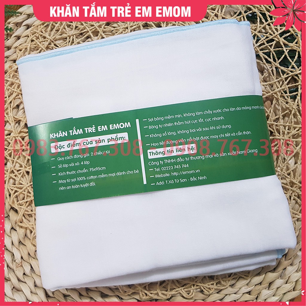 [SET 2 CHIẾC] Khăn Tắm Sơ Sinh 4 Lớp Emom Loại Đẹp - Khăn Tắm Xô 4 Lớp Cho Bé - BTT00686