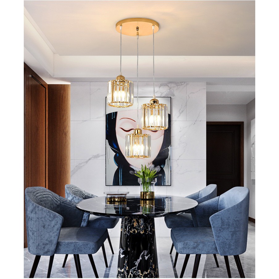Đèn thả pha lê trang trí hiện đại - kèm bóng LED và đế ốp trần