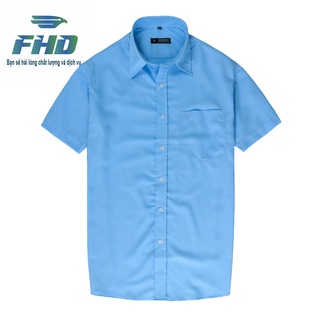 Áo sơ mi nam màu trơn ngắn tay, chất vải mềm mịn thoáng mát, form rộng FHDA017