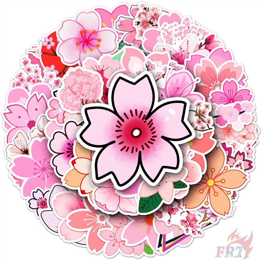 ❉ Sticker Dán Trang Trí Hình Hoa Anh Đào Lãng Mạn 01 ❉ Bộ 50 Sticker Chống Thấm Nước Họa Tiết Doodle Hợp Thời Trang