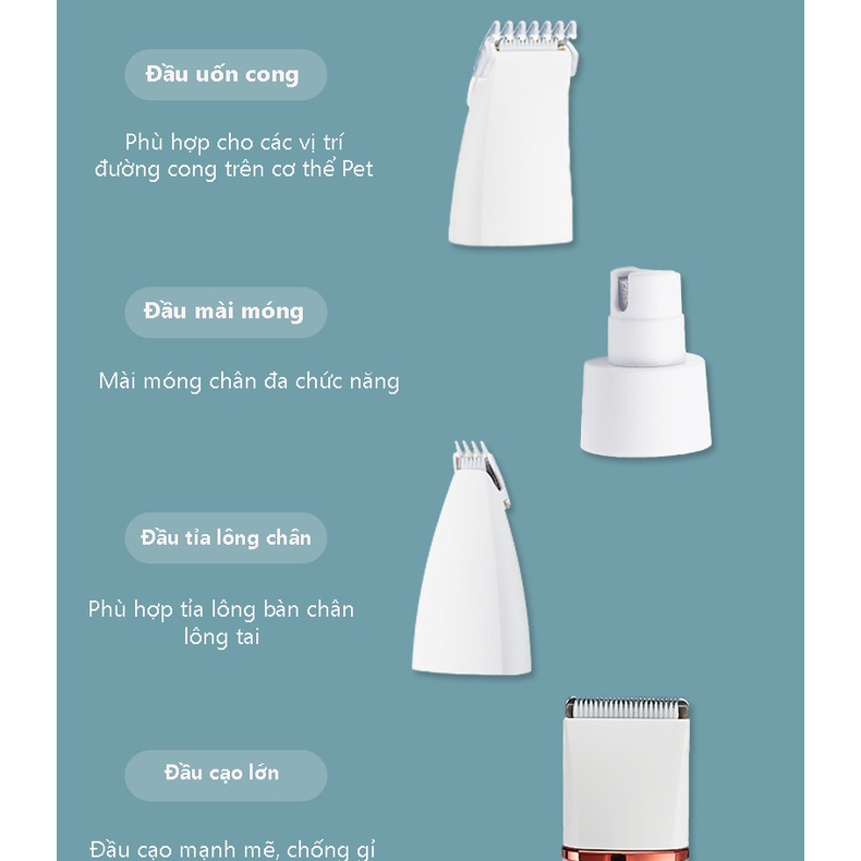 Tông Đơ Cạo Lông Chó Mèo Chuyên Dụng 4 In 1 Vesion 2022, Bộ Cắt Tỉa Lông Chó Mài Móng Chân Chó Mèo Tỉa Lông Bàn Chân Chó