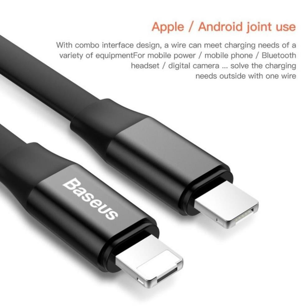 Dây cáp sạc Baseus 2 trong 1 Lightning / Micro USB Baseus Two in One 120cm dây dẹt - Hàng chính hãng(Sạc nhanh)