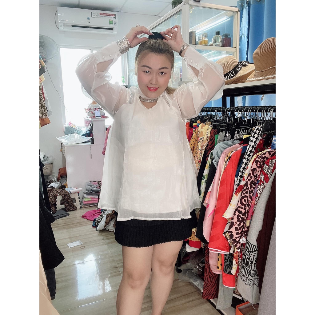 Áo Sơ Mi Cổ Ngọc Phi Bóng