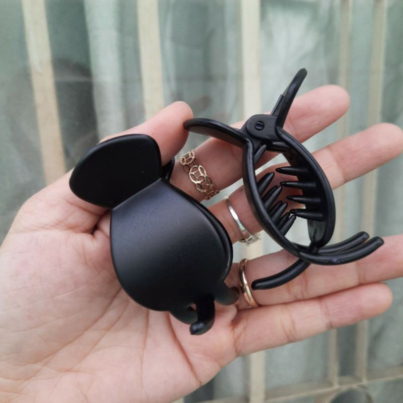 Kẹp tóc 3 răng tròn đen nhám (Loại 1)