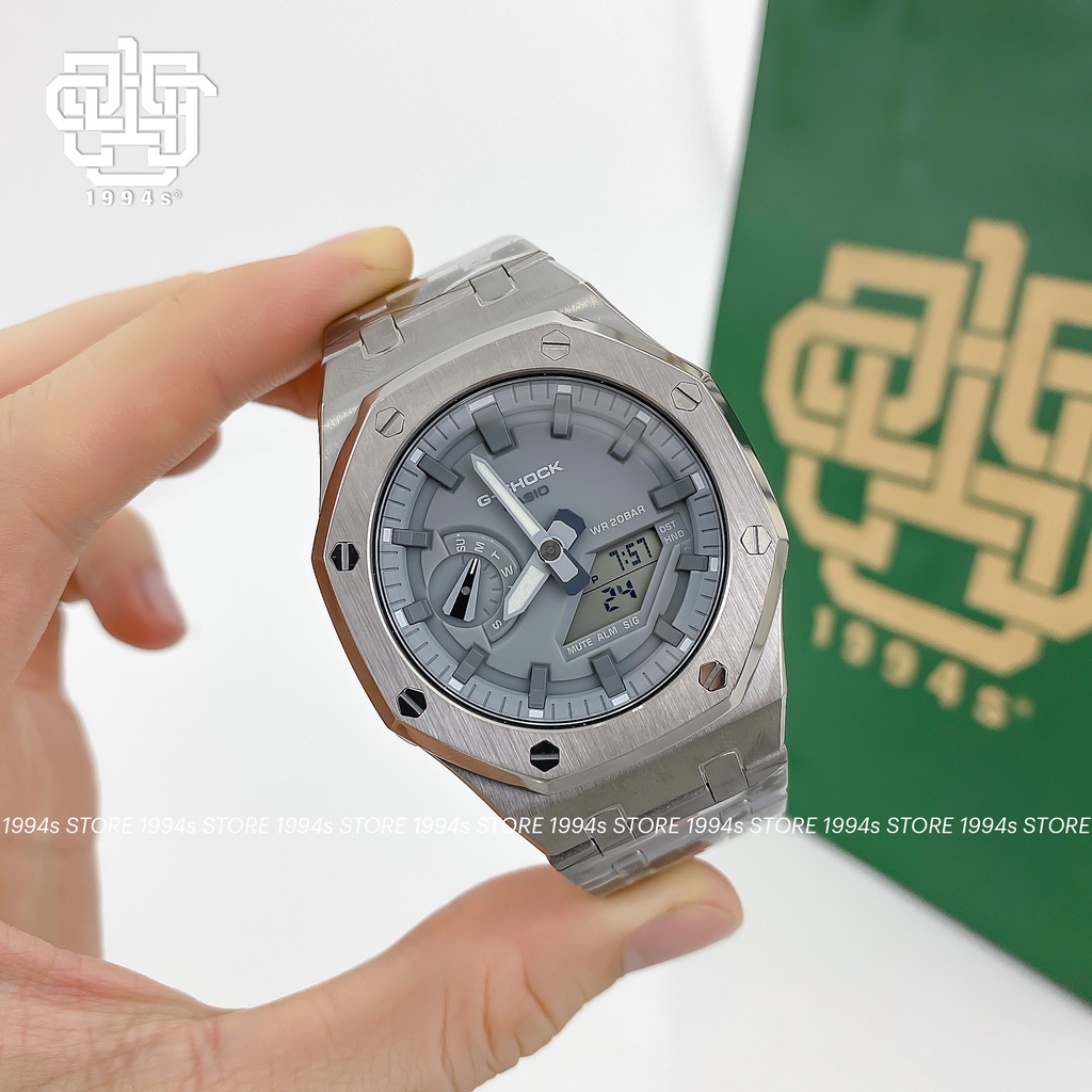 Đồng hồ nam Casio G-Shock GA-2110ET-8A custom AP Royal Oak, Gray Steel, hàng chính hãng, bảo hành 05 năm