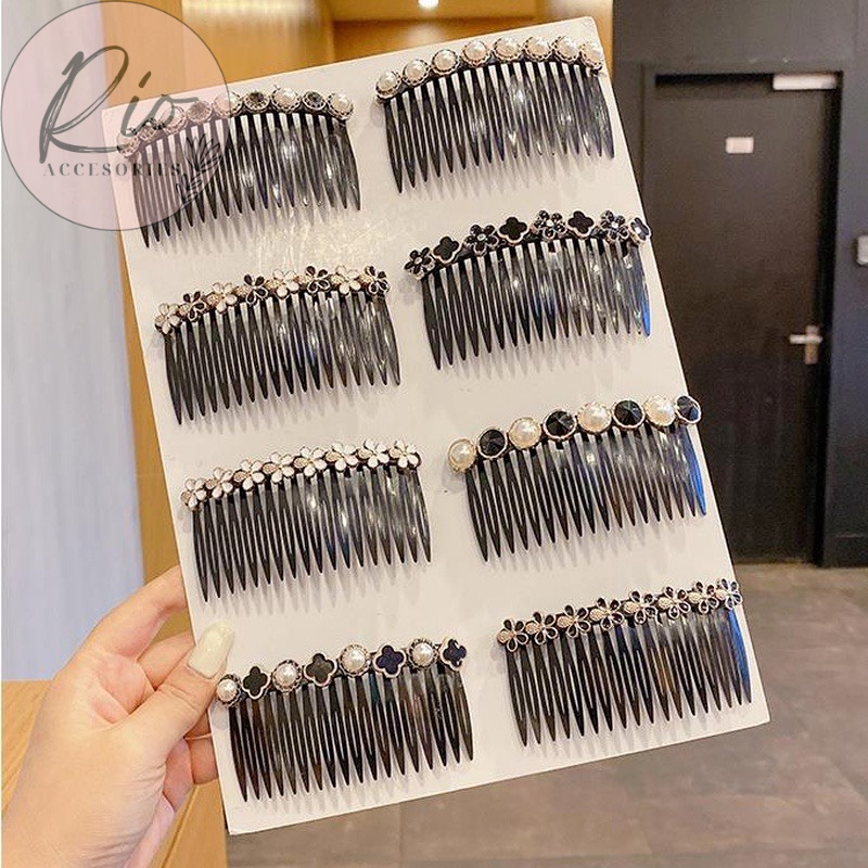 [HÀNG MỚI VỀ] Lược Cài Tóc/Xước Tóc Màu Đen Đính Hạt Trai phong cách Hàn Quốc đơn giản cho nữ XTM