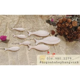 Combo 8 cá gỗ trang trí decor đủ size, Cá Gỗ Mộc Để Vẽ Trang Trí
